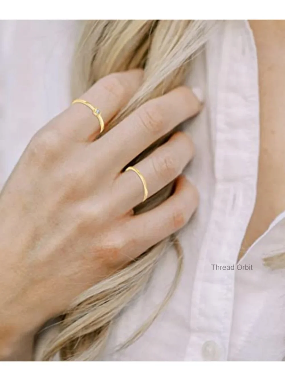 14K Gold Plated Stacking Ring Set Non Tarnish Dainty Stackable Rings Sizes 4-12
